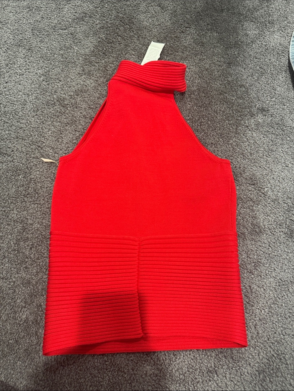 Cache One-Shoulder Red Ribbed Hem Dress - Picture 3 of 3